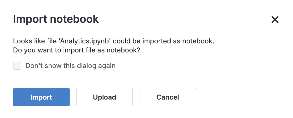 Import notebook dialog