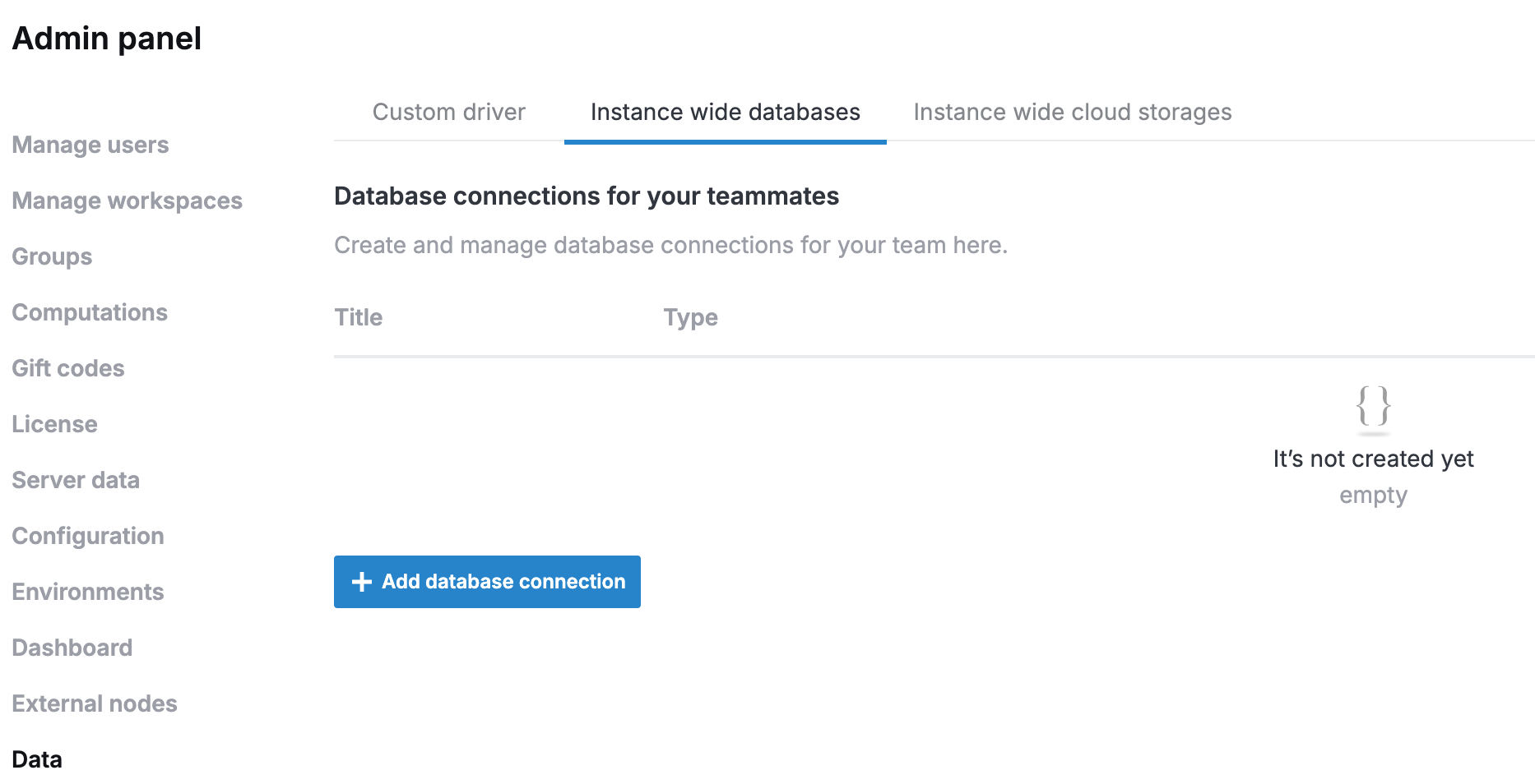 Instance wide databases tab