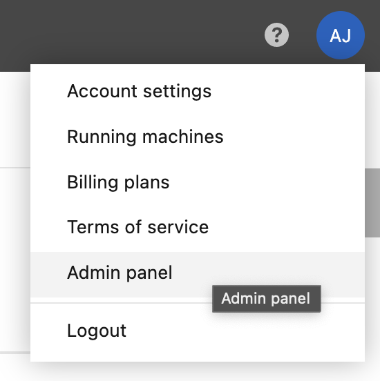 Opening Admin panel