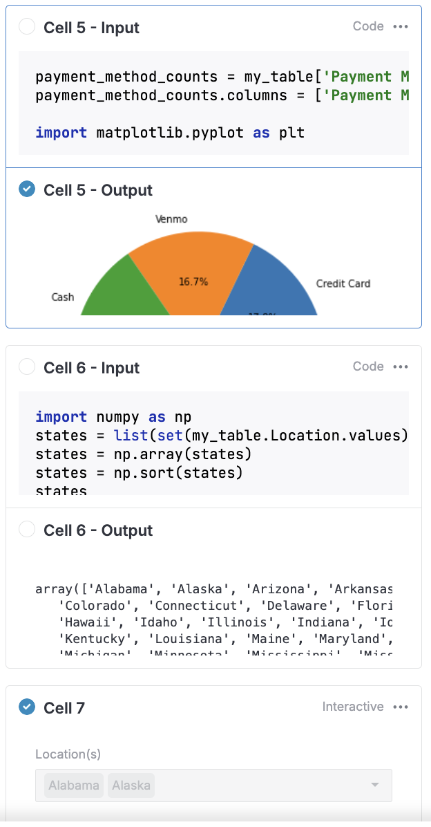 Selecting content for report