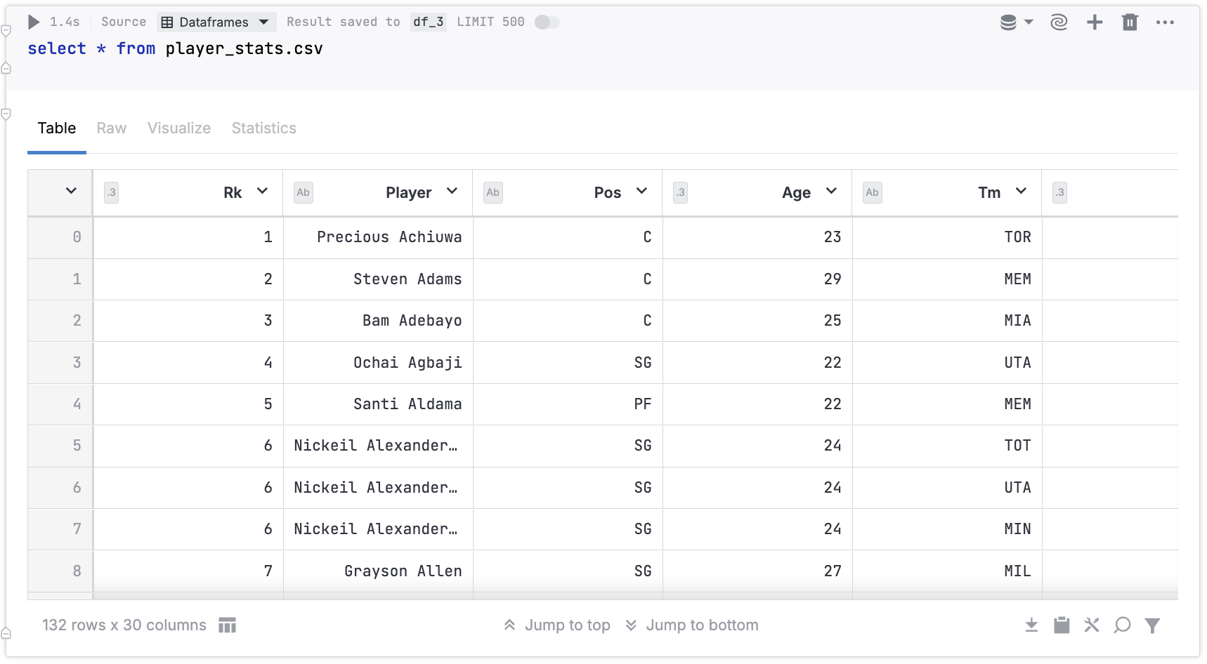 Querying a csv file