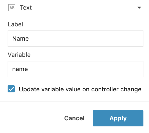 Text control dialog