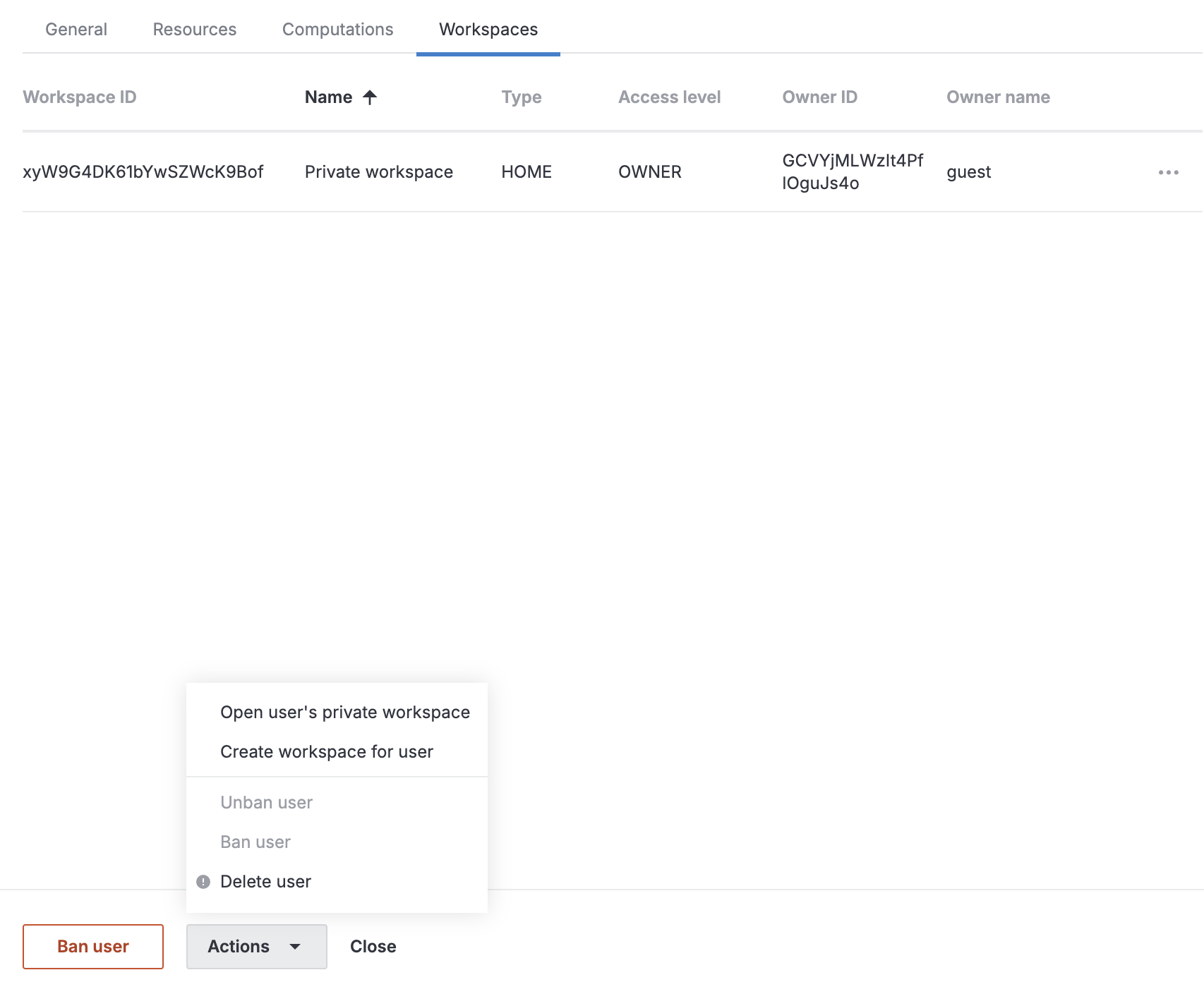 Manage workspaces