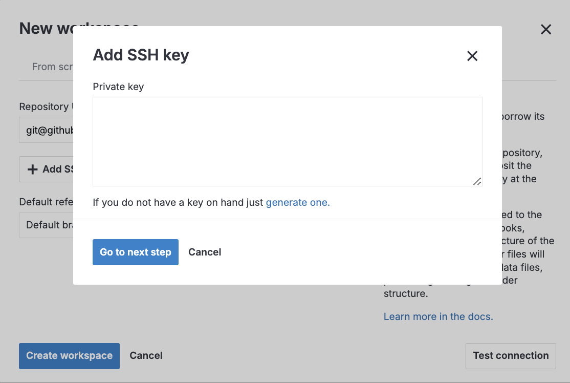 Add SSH key dialog