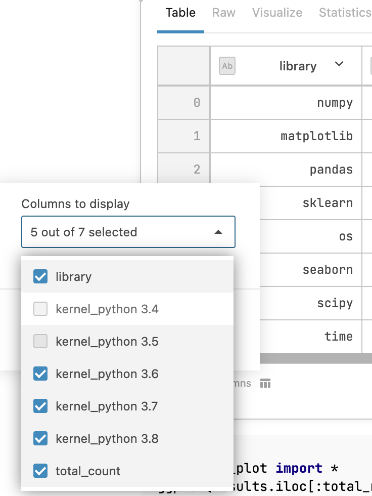Selecting which columns to display Selecting which columns to display