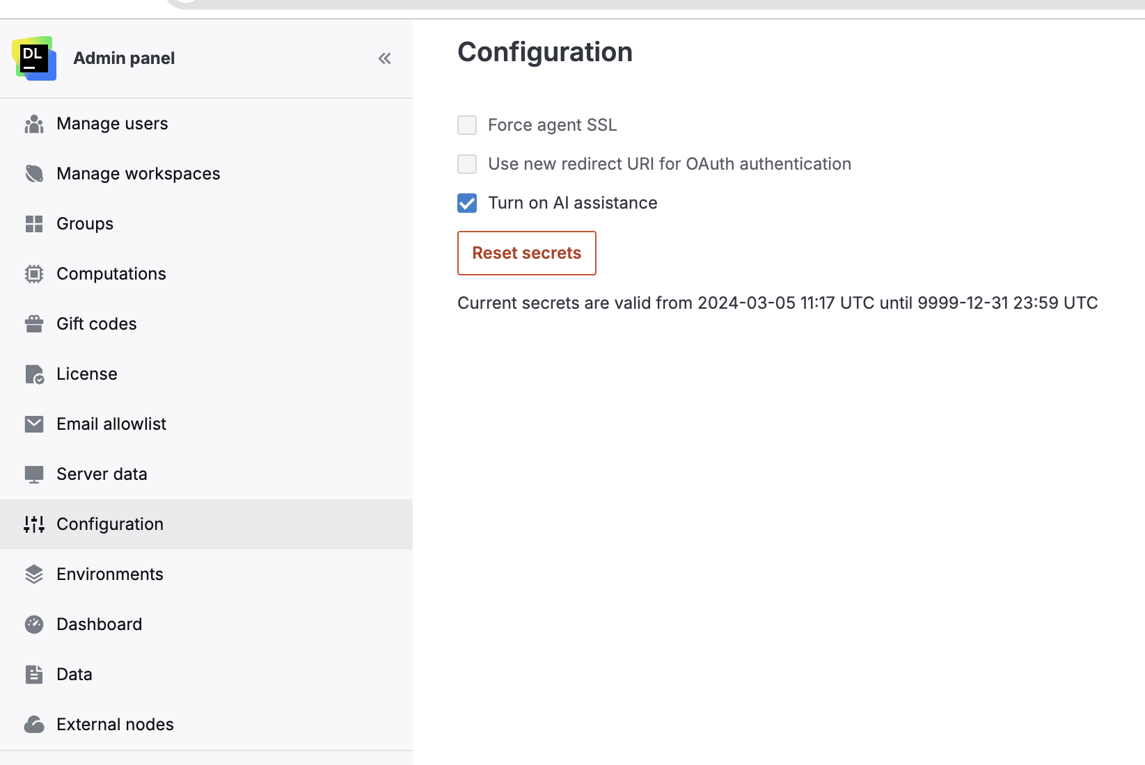 Configuration tab