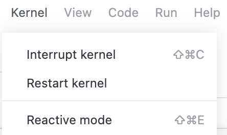 Kernel menu Kernel menu