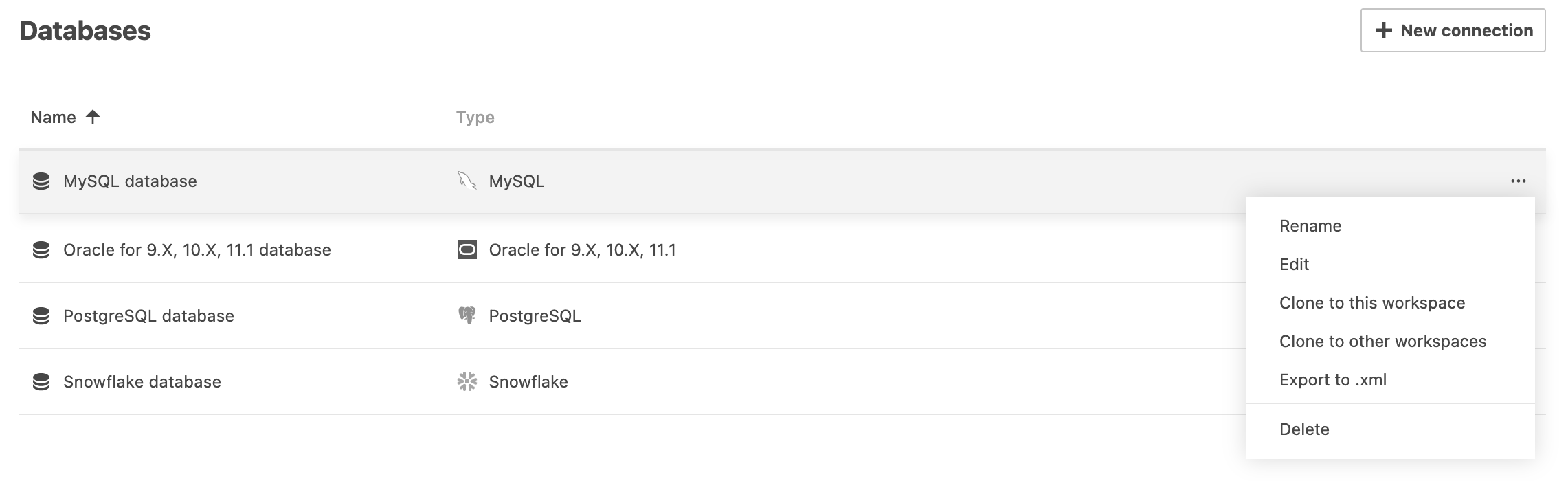 Manage databases Manage databases