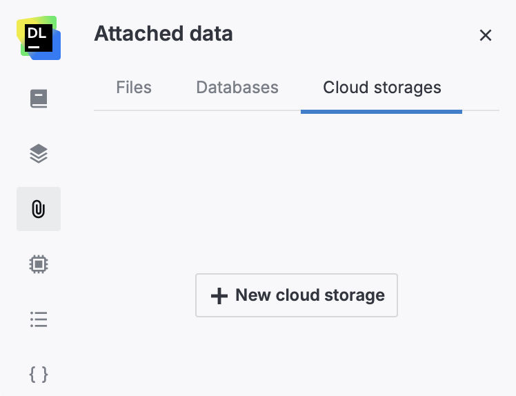 Cloud storages tab in the Attached data section