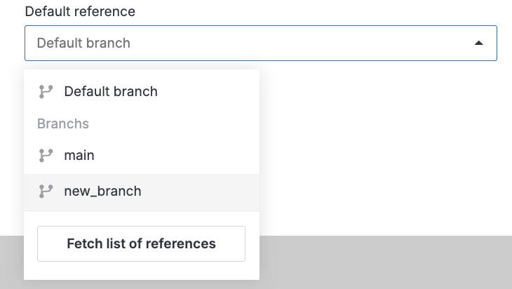 Fetched list of repository branches