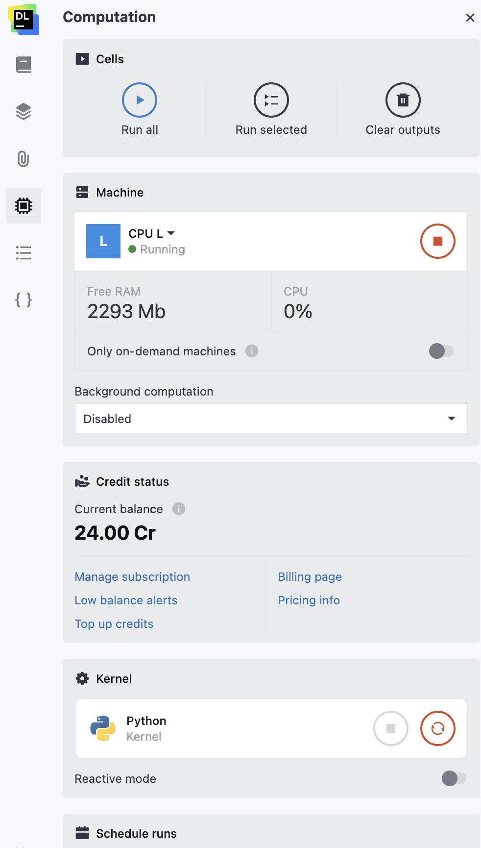 Computation tab Computation tab