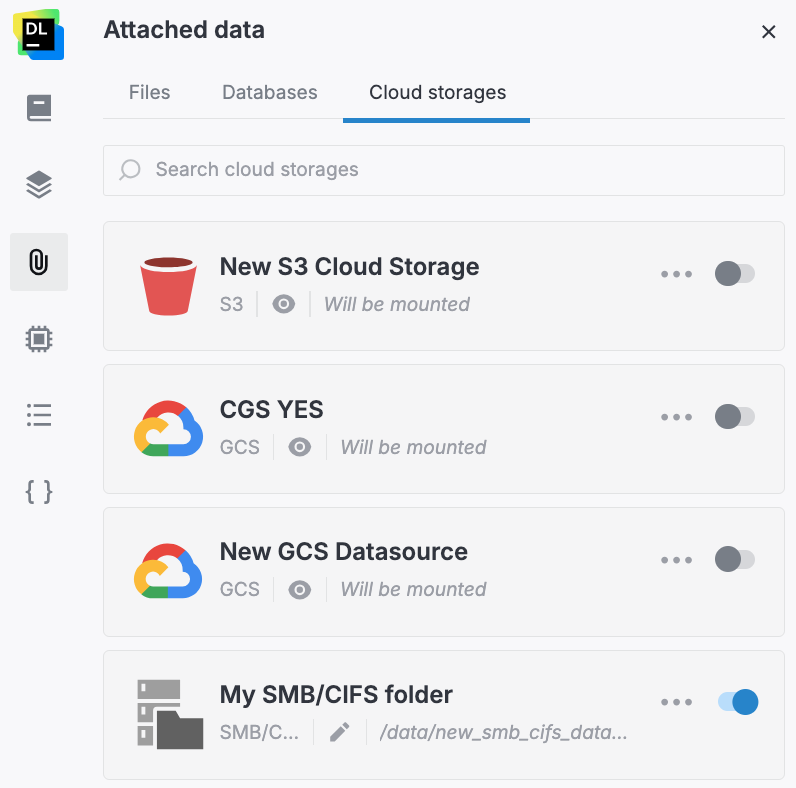 Cloud storage tab