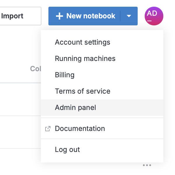 Opening Admin panel Opening Admin panel