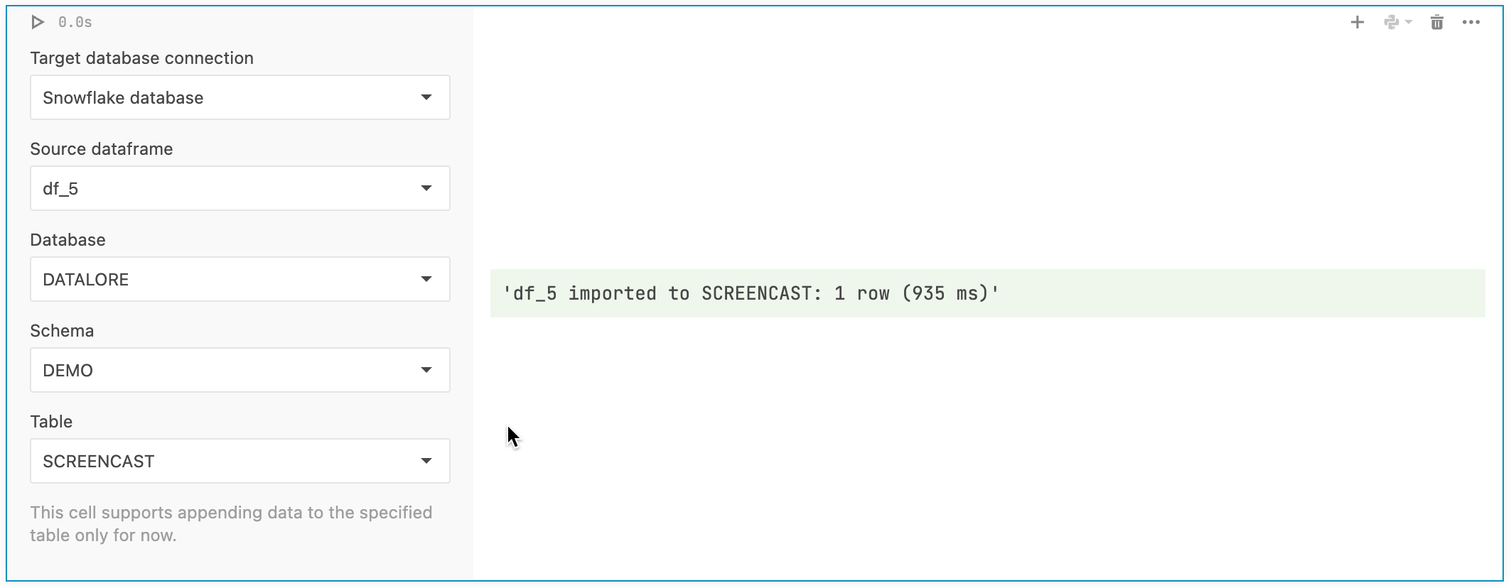 Append result Append result
