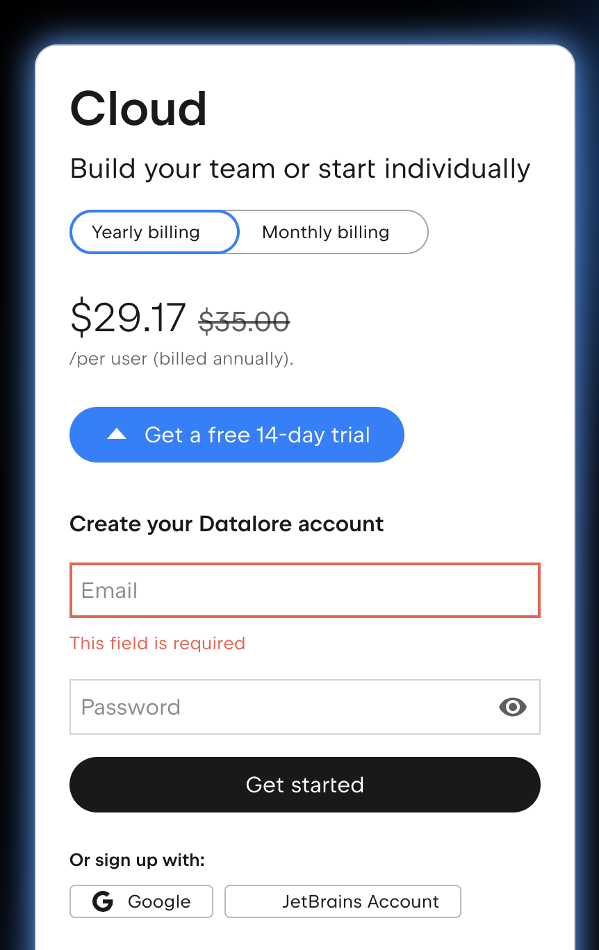 Cloud trial form Cloud trial form