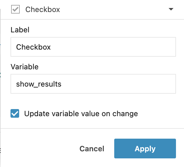 Checkbox control dialog Checkbox control dialog