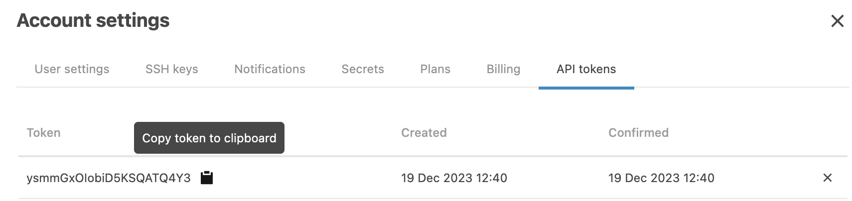 Copying token Copying token