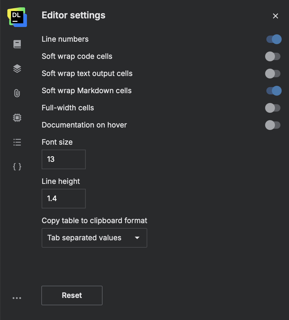 Customize the editor | Datalore Documentation
