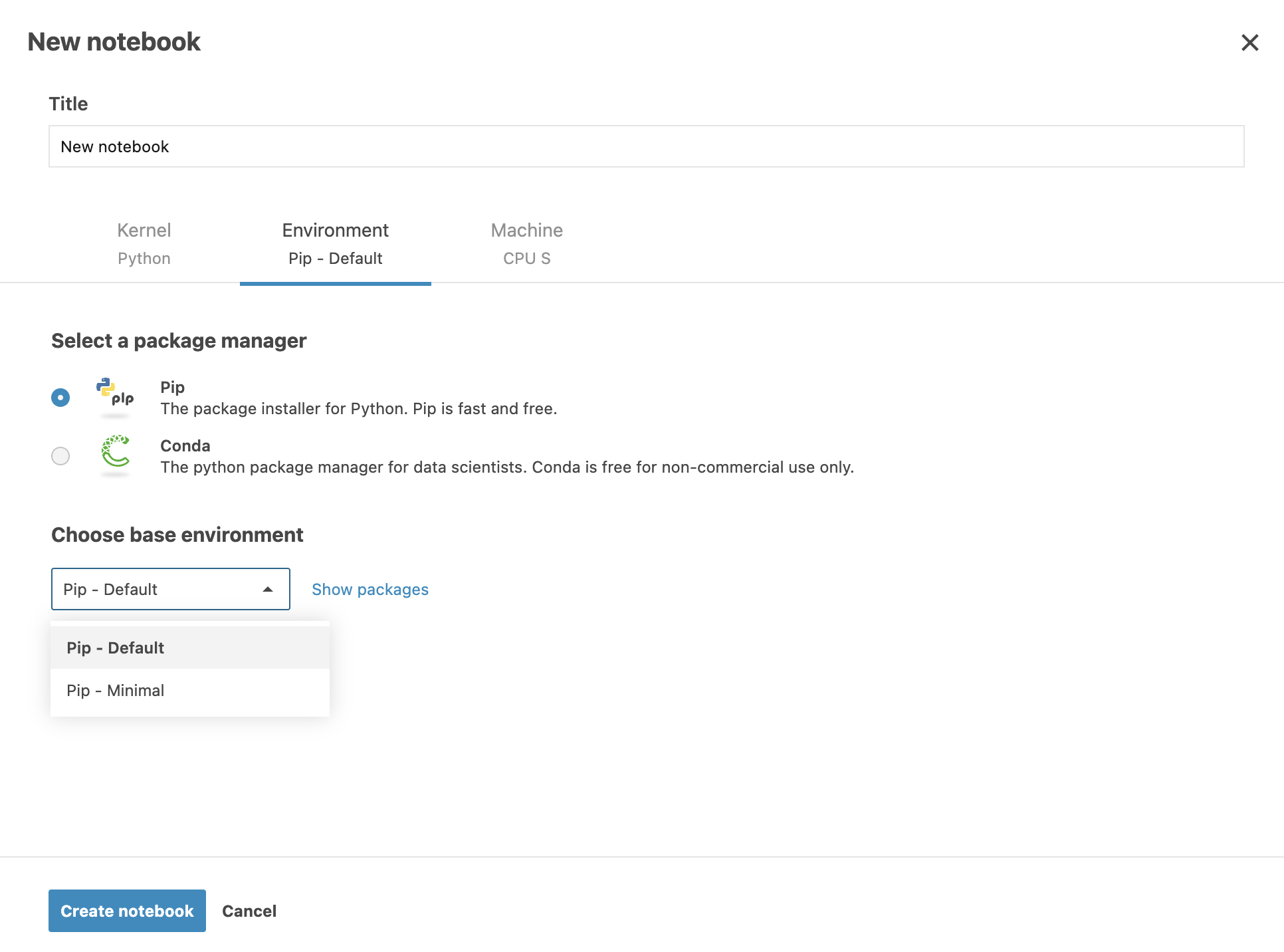 Environment tab Environment tab