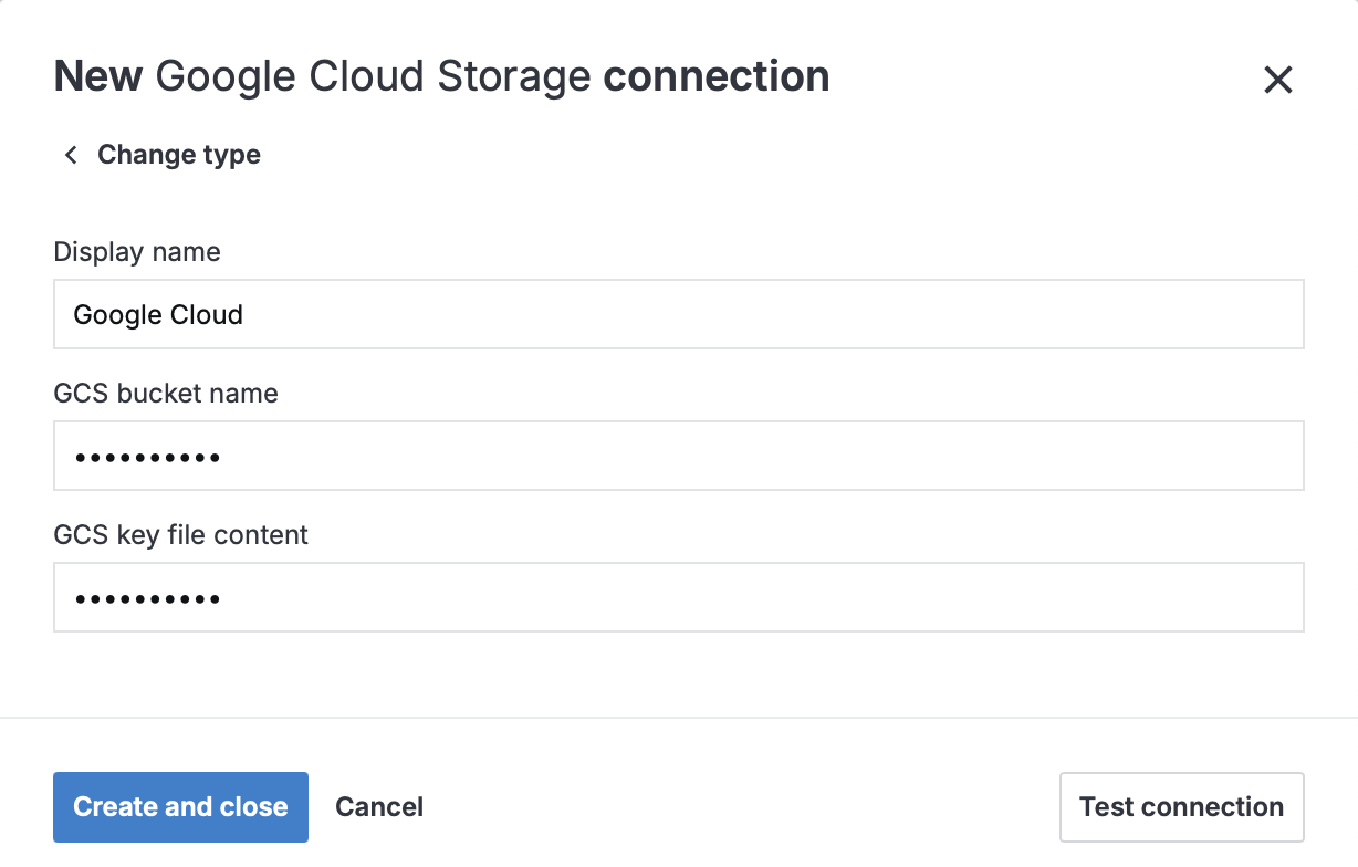 New Google Cloud Storage connection New Google Cloud Storage connection