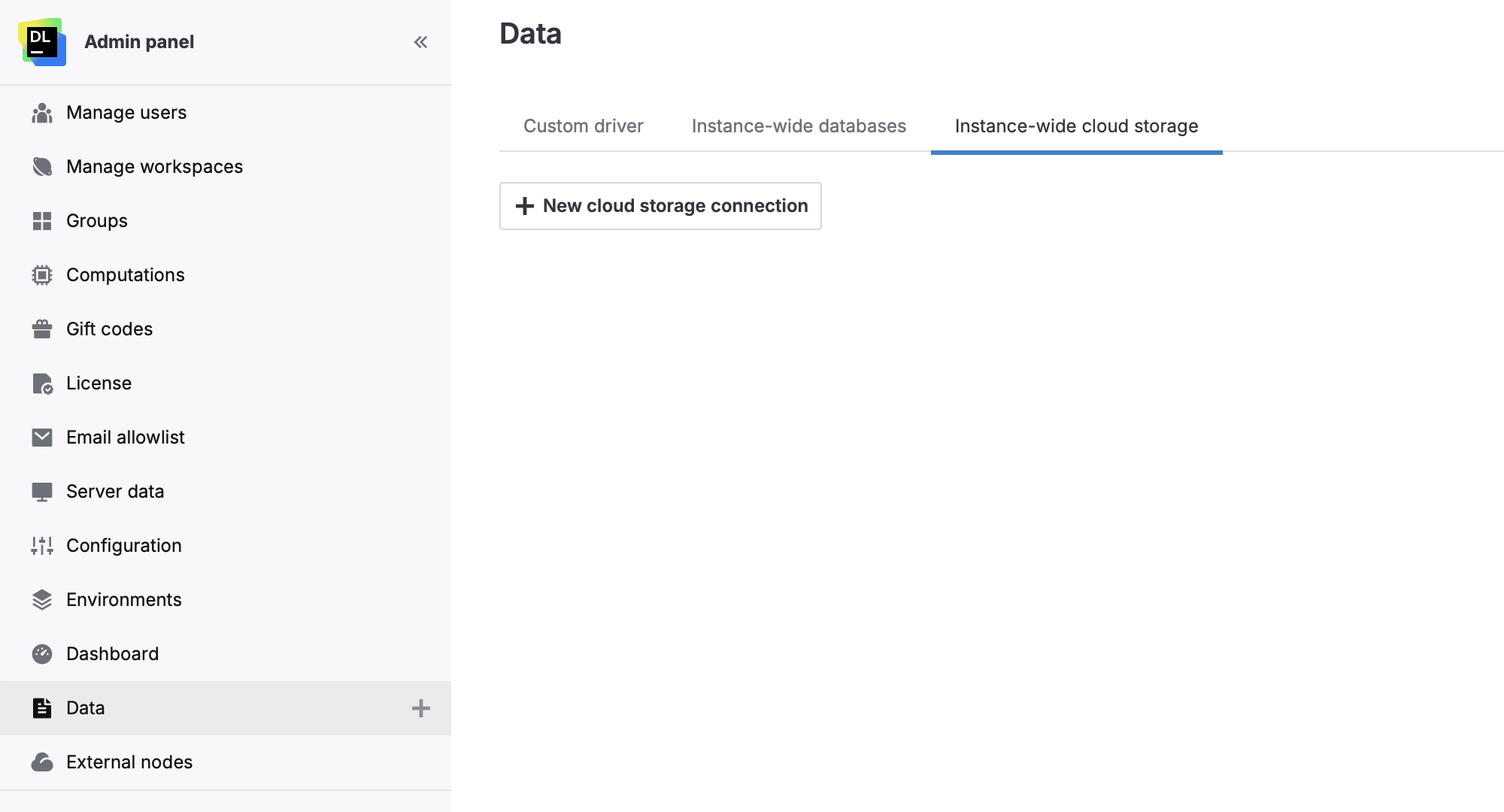 Instance-wide databases tab