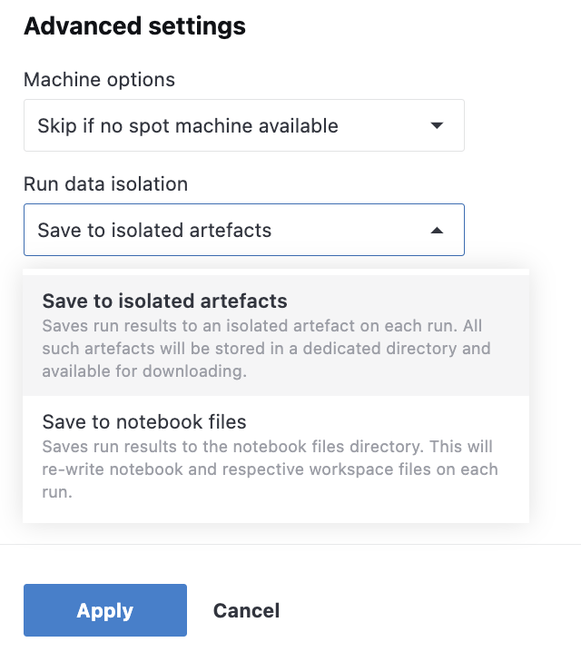 Run data isolation options Run data isolation options