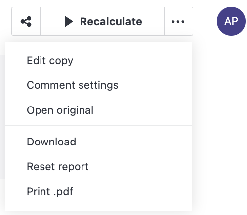 Report options for owner Report options for owner
