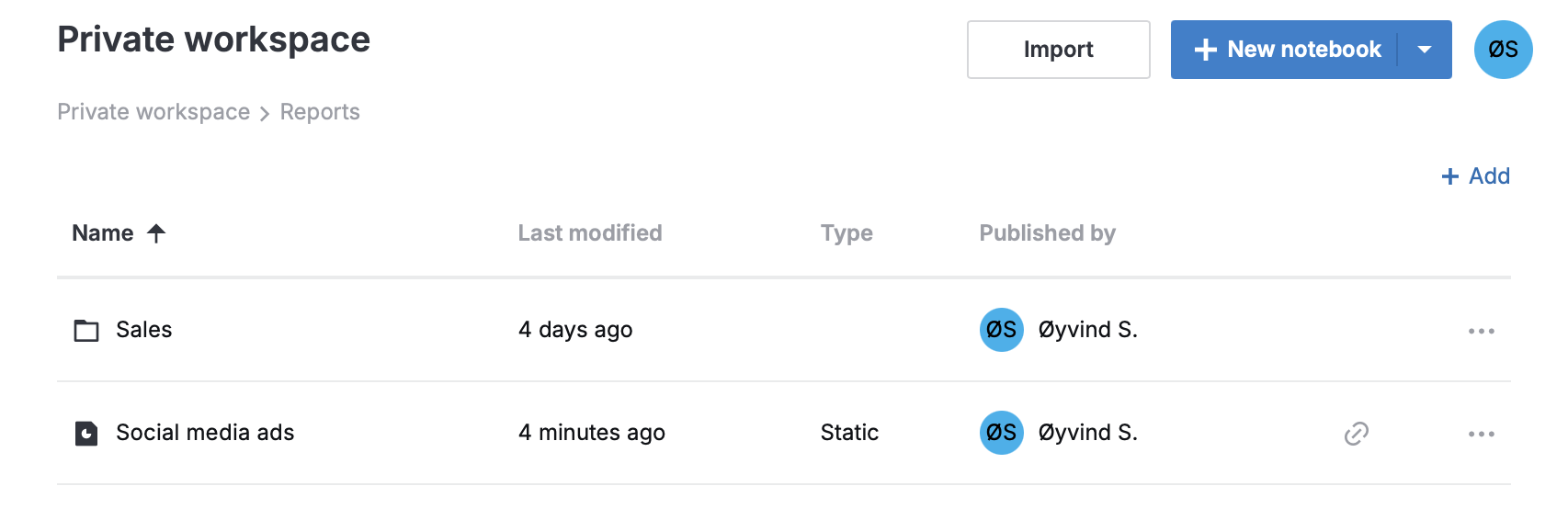Opening report from Reports menu Opening report from Reports menu