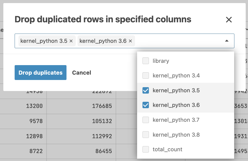 Specifying columns for dropping duplicates Specifying columns for dropping duplicates