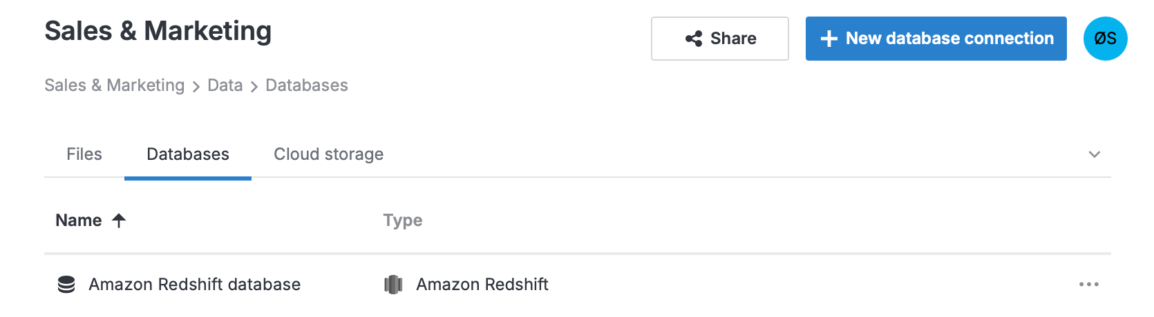 'Databases' tab 'Databases' tab