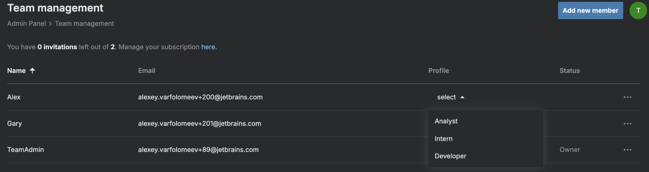 Manage your team | Datalore Documentation