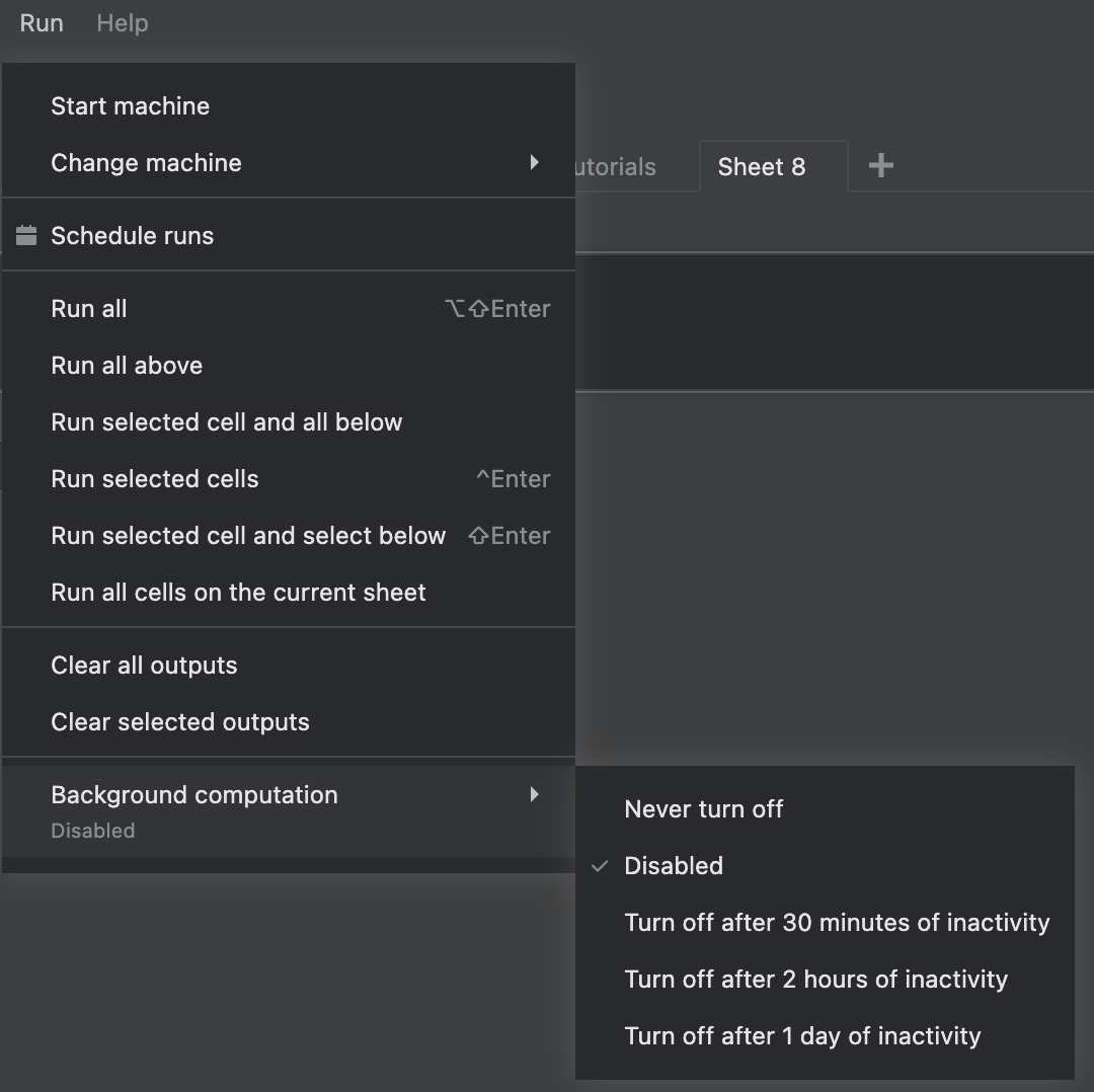 Use background computation | Datalore Documentation