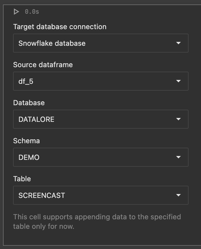 Export to databases | Datalore Documentation