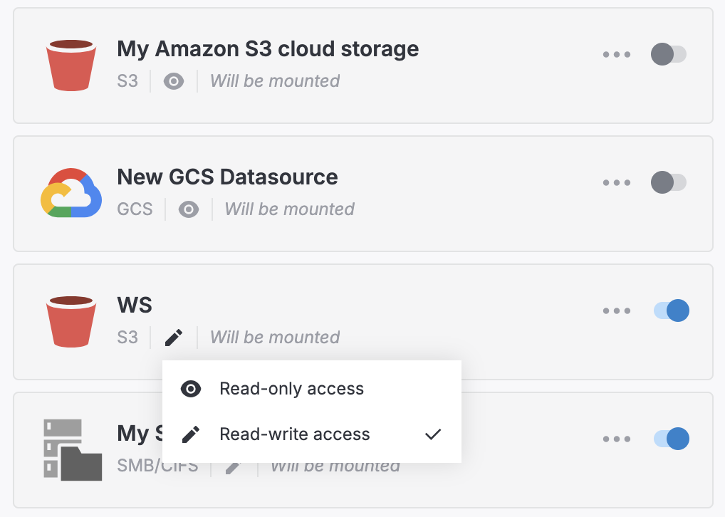 Cloud storage access options Cloud storage access options