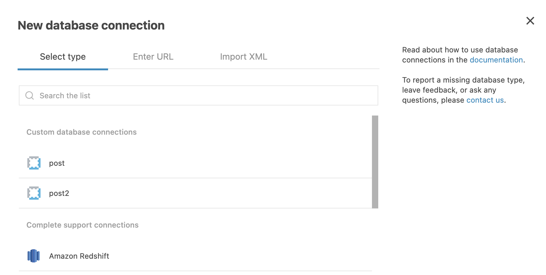 Custom database connections Custom database connections