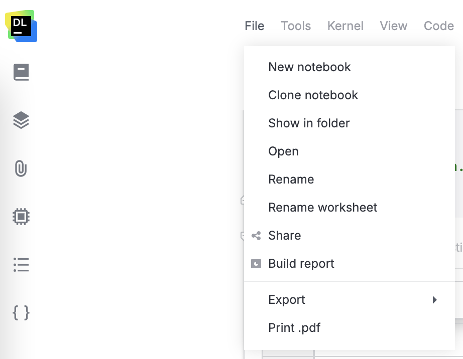 File menu File menu