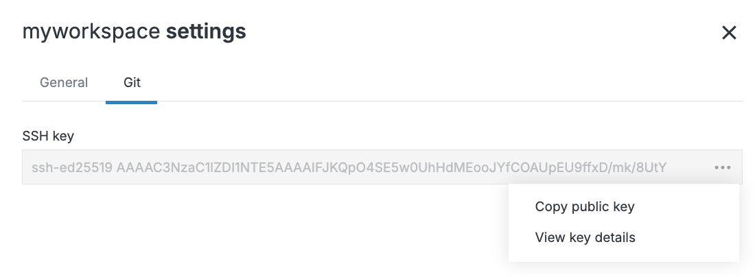 Git tab of the workspace settings dialog Git tab of the workspace settings dialog