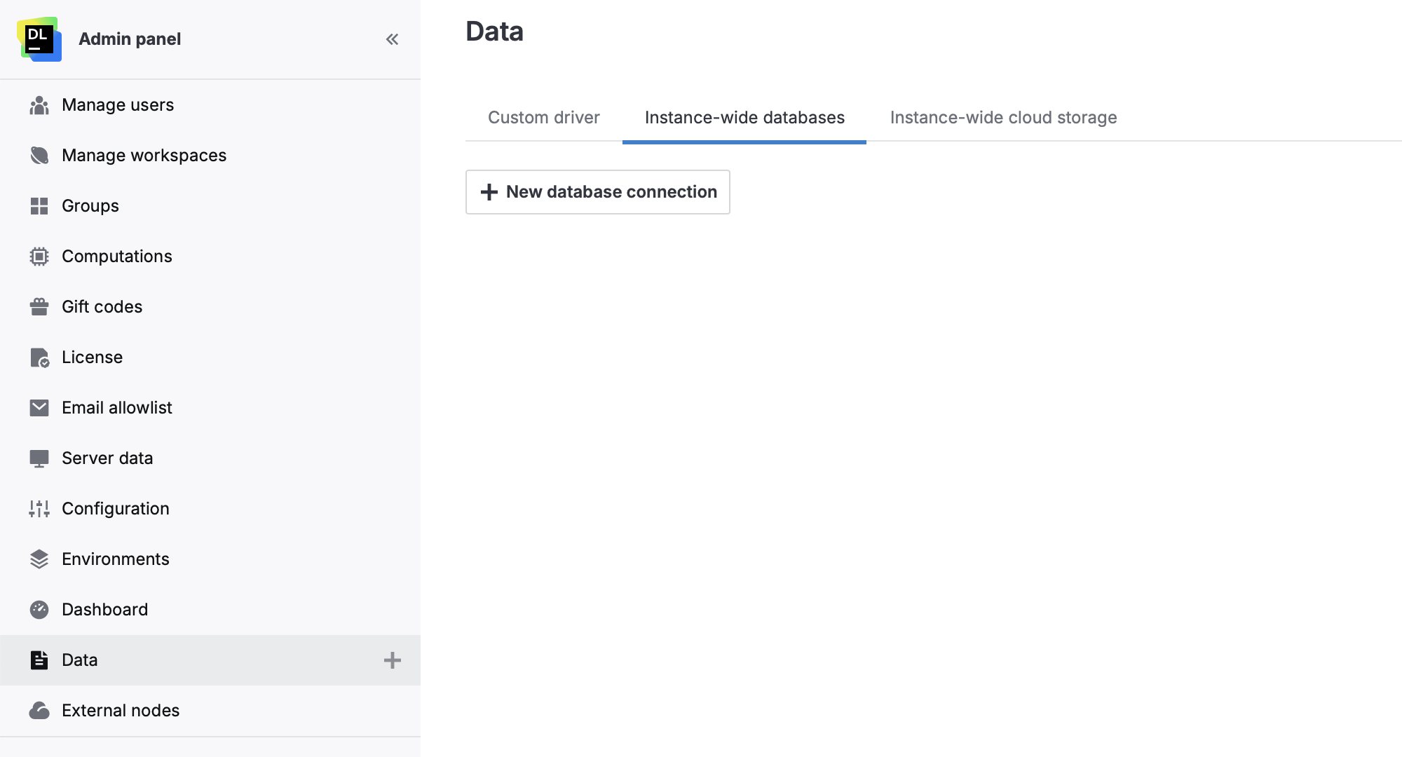 Instance-wide databases tab Instance-wide databases tab