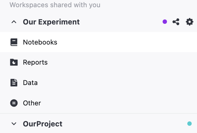 Workspaces shared with you Workspaces shared with you