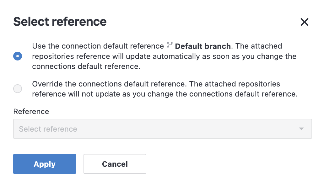 Select reference dialog Select reference dialog