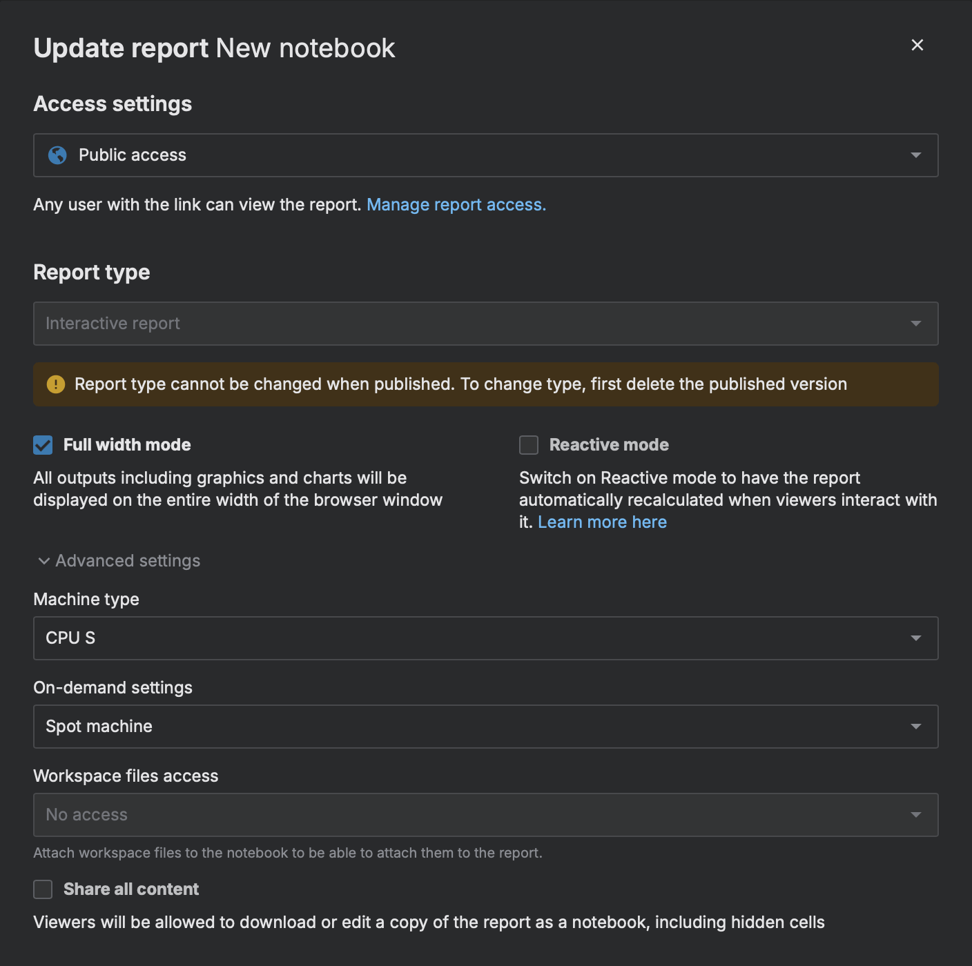Update or delete a report | Datalore Documentation