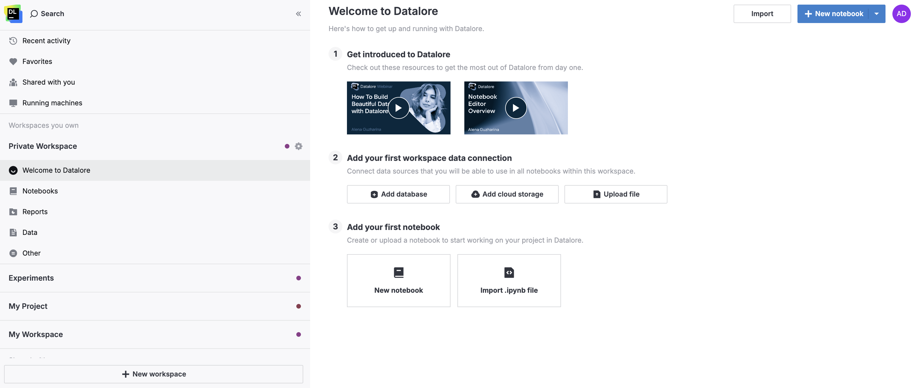 Welcome to Datalore page Welcome to Datalore page