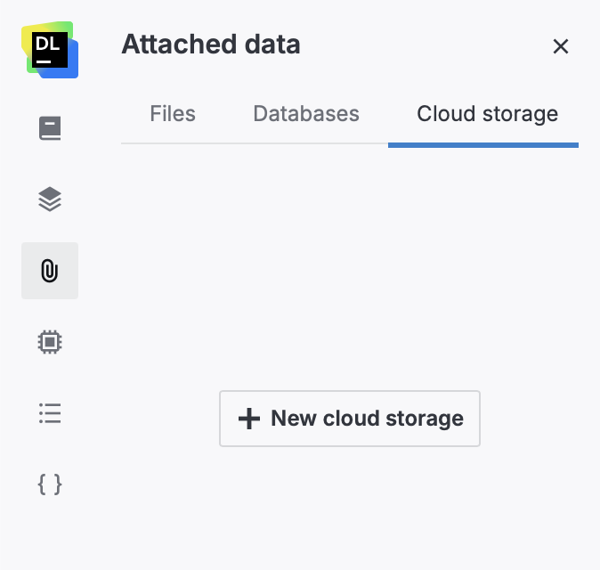 Cloud storage tab in the Attached data section Cloud storage tab in the Attached data section