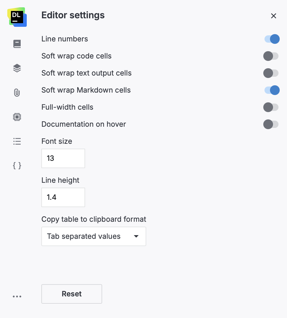 Editor settings