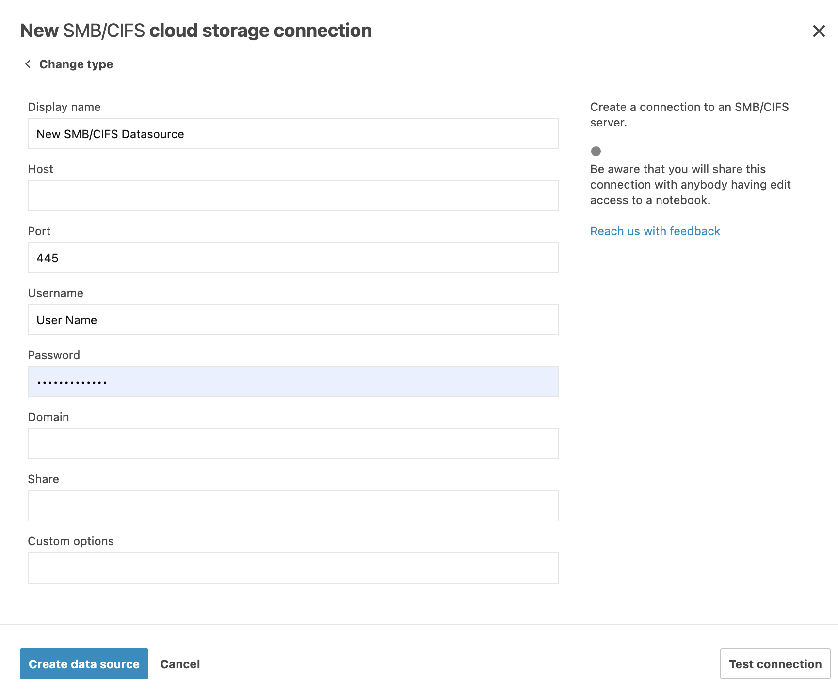SMB/CIFS cloud storage connection SMB/CIFS cloud storage connection
