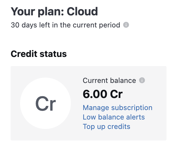 Top up credits Top up credits