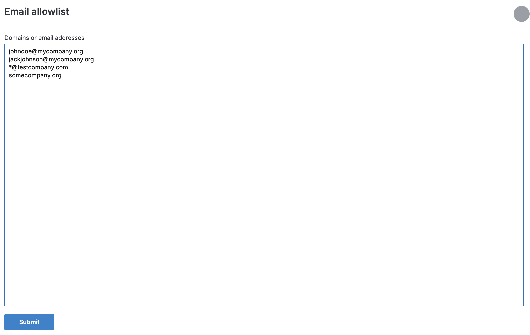 Email allowlist Email allowlist