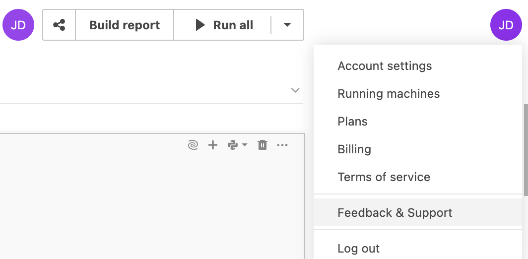 User menu User menu