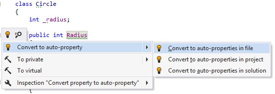 'Convert to auto-property' quick-fix 'Convert to auto-property' quick-fix
