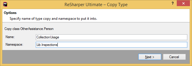 ReSharper. Copy Type refactoring